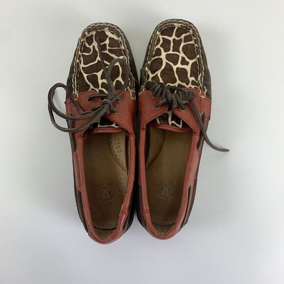Ariat Giraffe Ruby Moc Loafer Leather Suede Fur Laces Slip On 10014141 Women 6.5 - Picture 7 of 14